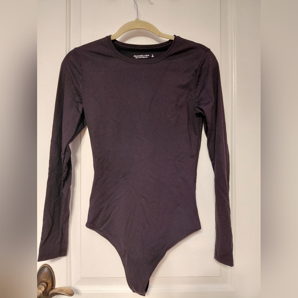 Abercrombie & Fitch black long sleeve A&F soft collection bodysuit Crew Neck